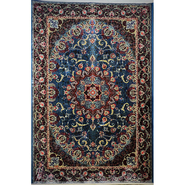 MKGA Machine Woven Brown/Blue Rug Wayfair.co.uk